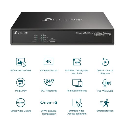 VIGI NVR1004H-4P | VIGI 4 Channel PoE+ Network Video Recorder - Image 2