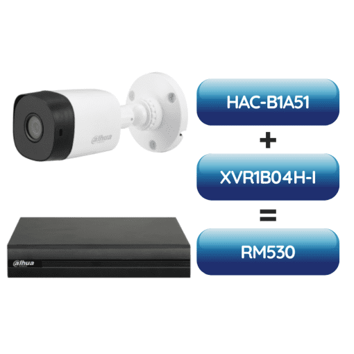 HAC-B1A51 or HAC-T1A51 + XVR1B04H-I | 4 Channels Penta-brid 5M-N/1080p Cooper 1U 1HDD WizSense Digital Video Recorder